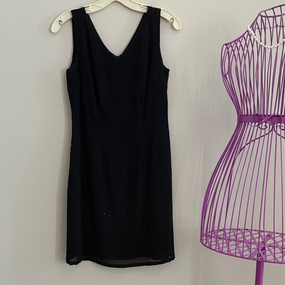 Vintage Tessuto Chic Black Sleeveless Dress